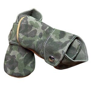 NEW Mon Petit Shoe Suede Camo Snap Boots 12-18 months